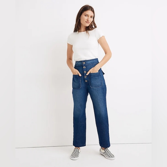 CARON CALLAHAN Emily Blue Cotton Denim Pants M - Picture 1 of 8